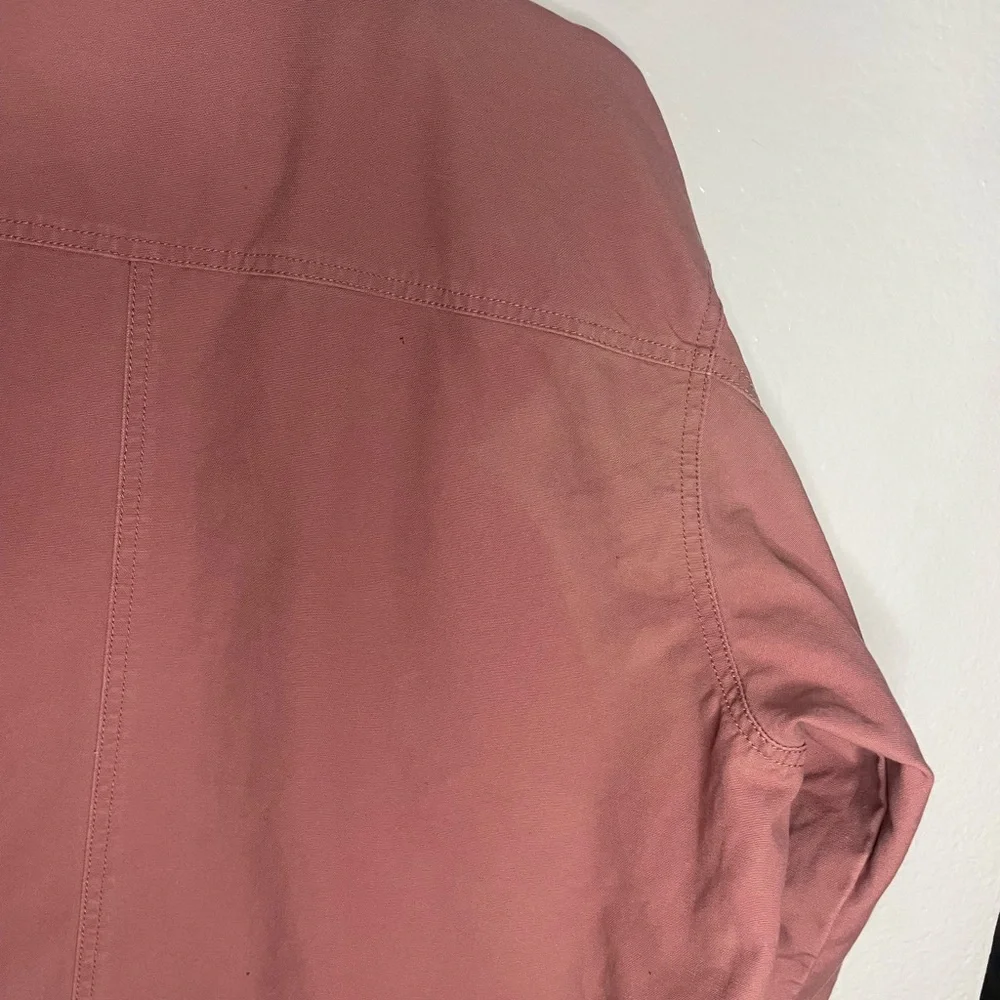 LL Bean Womens Barn Coat Flannel Lined XL Pink Brown Corduroy Trim Chore Field - Picture 5 of 9